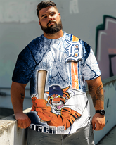 T-shirt imprimé à manches courtes pour hommes, grande taille